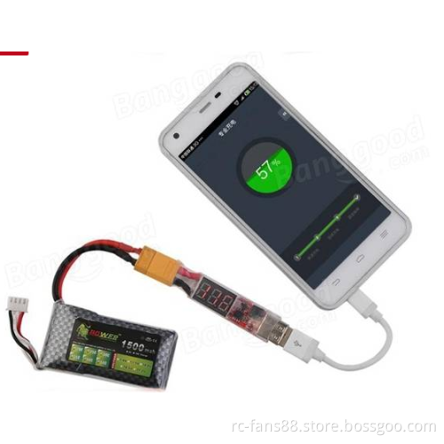 2S-6S Lipo to USB Power Converter Adapter w/Digital Display 5V 2A